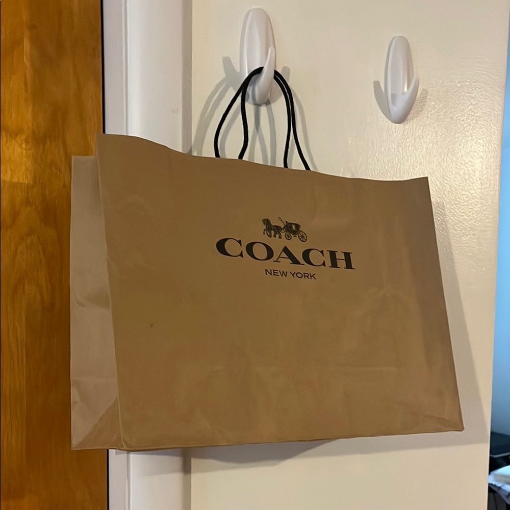 Coach Authentic Tan Brown Store Shopping Gift Bag 15x12x6 Logo Pre-Loved